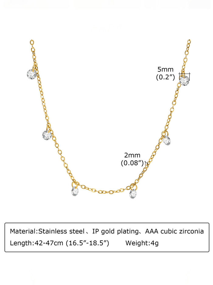 Stainless steel Rhinestone Geometric Minimalist Necklace