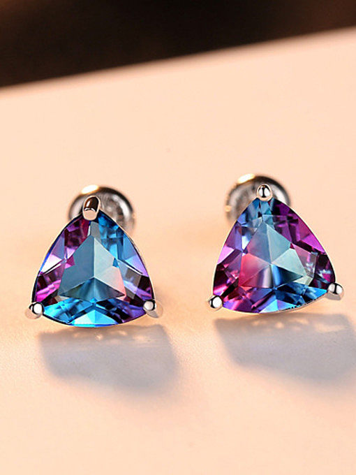 Sterling silver Rainbow semi-precious stones Triangle earring