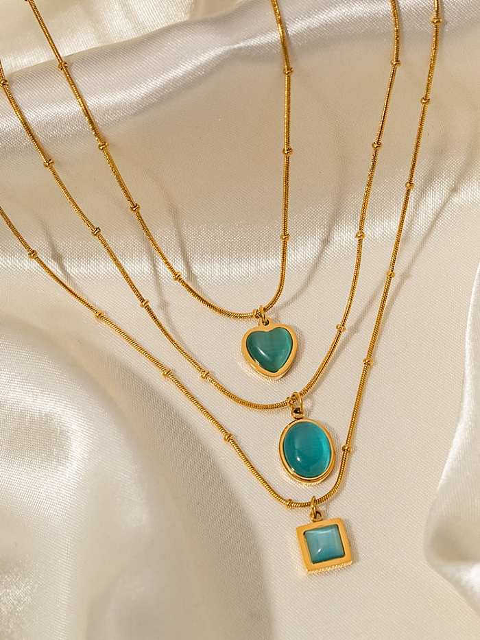 Stainless steel Turquoise Geometric Vintage Necklace