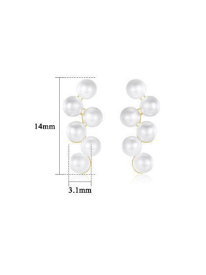 Geometrischer minimalistischer Ohrstecker aus 925er Sterlingsilber mit Imitationsperlen