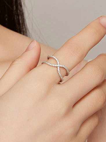 925 Sterling Silver Cubic Zirconia Geometric Minimalist Stackable Ring