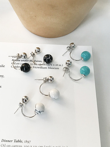 Sterling silver synthetic turquoise earrings