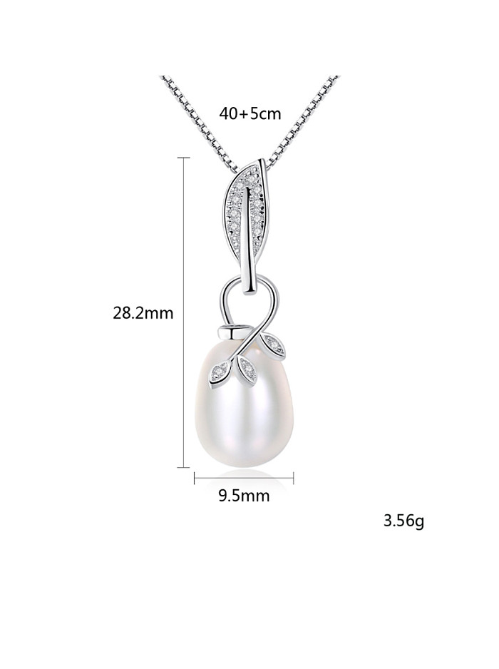 Pure silver natural freshwater pearl with AAA Zircon Necklace
