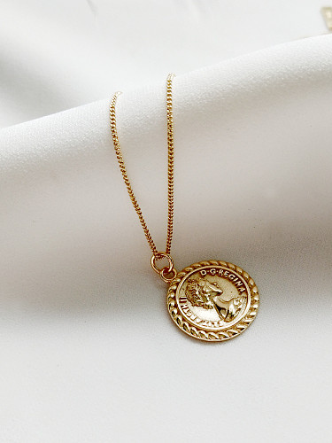 Pure silver retro Elizabeth Coin Necklace