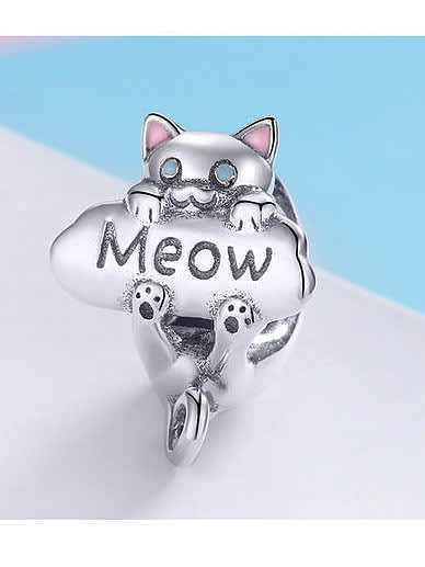 925 silver cute cat charms