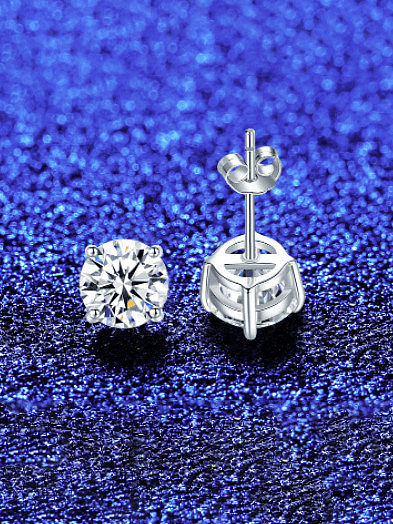 Boucles d'oreilles géométriques en argent sterling 925 moissanite