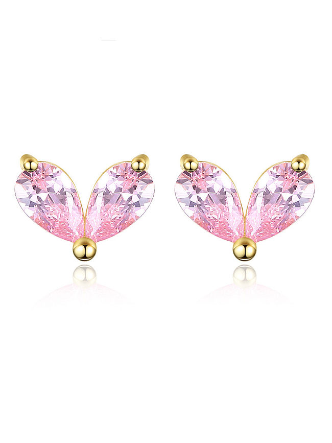 925 Sterling Silver Cubic Zirconia Leaf Cute Stud Earring