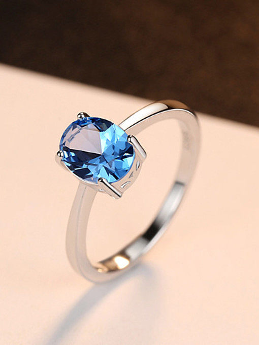 Sterling silver sky blue semi-precious stones minimalist ring