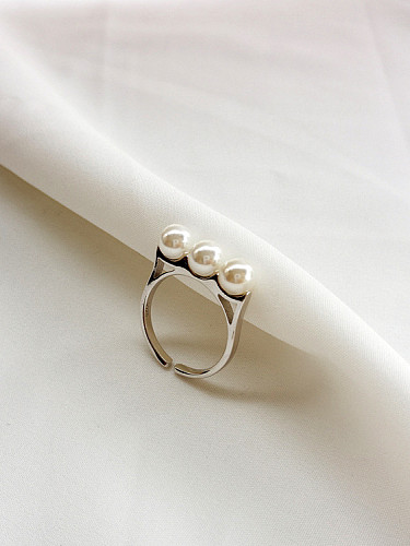925 pure silver synthetic pearl free size ring