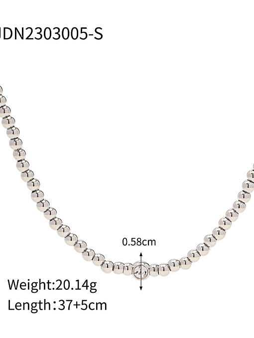 Collier de perles minimaliste ronde en acier inoxydable avec zircone cubique