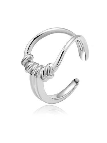 Wide version twisted hollow three-dimensional smooth stainless steel ring