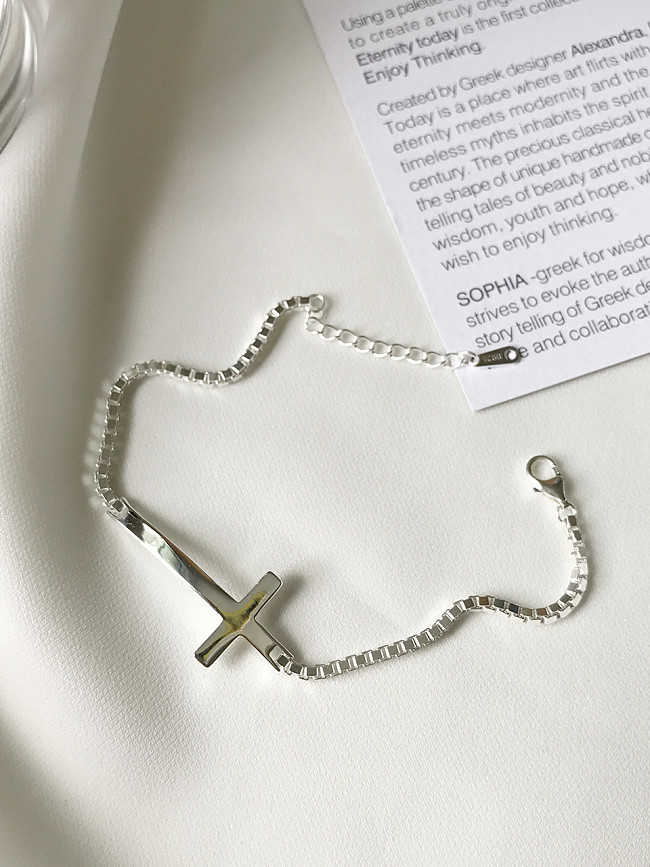 925 Sterling Silver With Platinum Plated Personality Cross Bracelets
