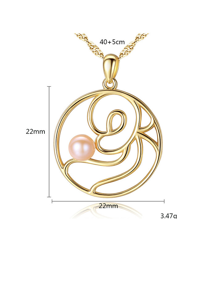 Pure silver 18K-gold plated natural freshwater pearl necklace