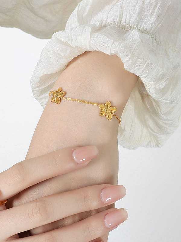 Ensemble bracelet et collier en acier titane Dainty Flower