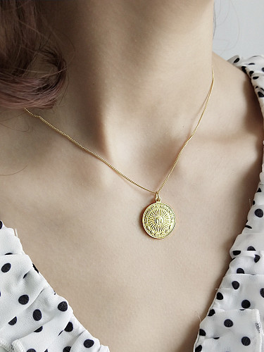 Sterling silver golden portrait coin necklace