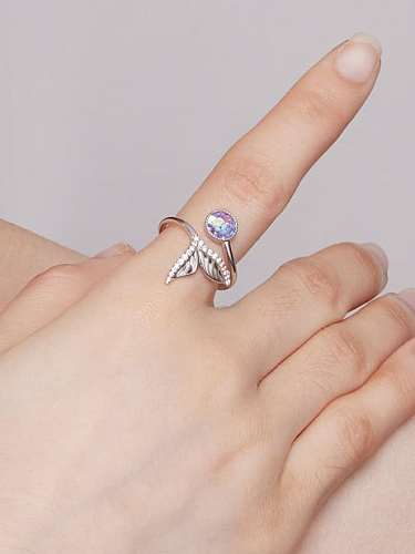 925 Sterling Silver Cubic Zirconia Fish Tail Trend Band Ring