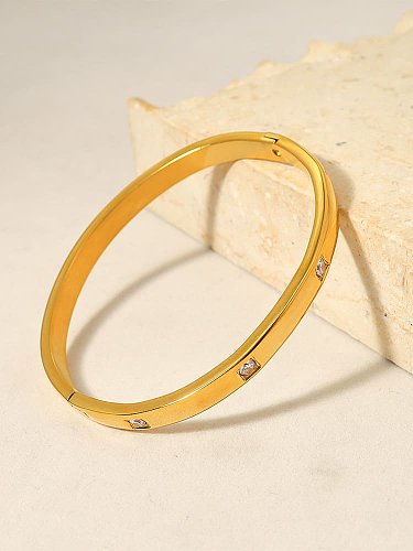 Bracelet Tendance Géométrique Zircon Cubique Acier Titane