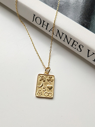 Sterling Silver geometric love Square Necklace