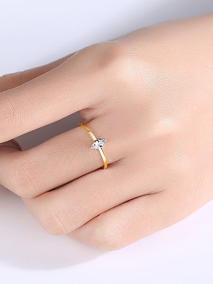 925 Sterling Silver Cubic Zirconia Geometric Minimalist Band Ring