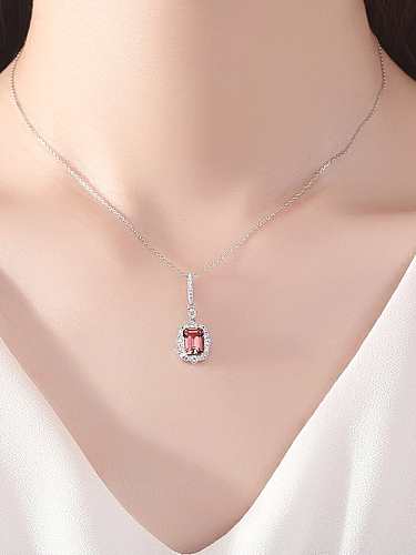 925 Sterling Silver Cubic Zirconia Geometric Trend Necklace