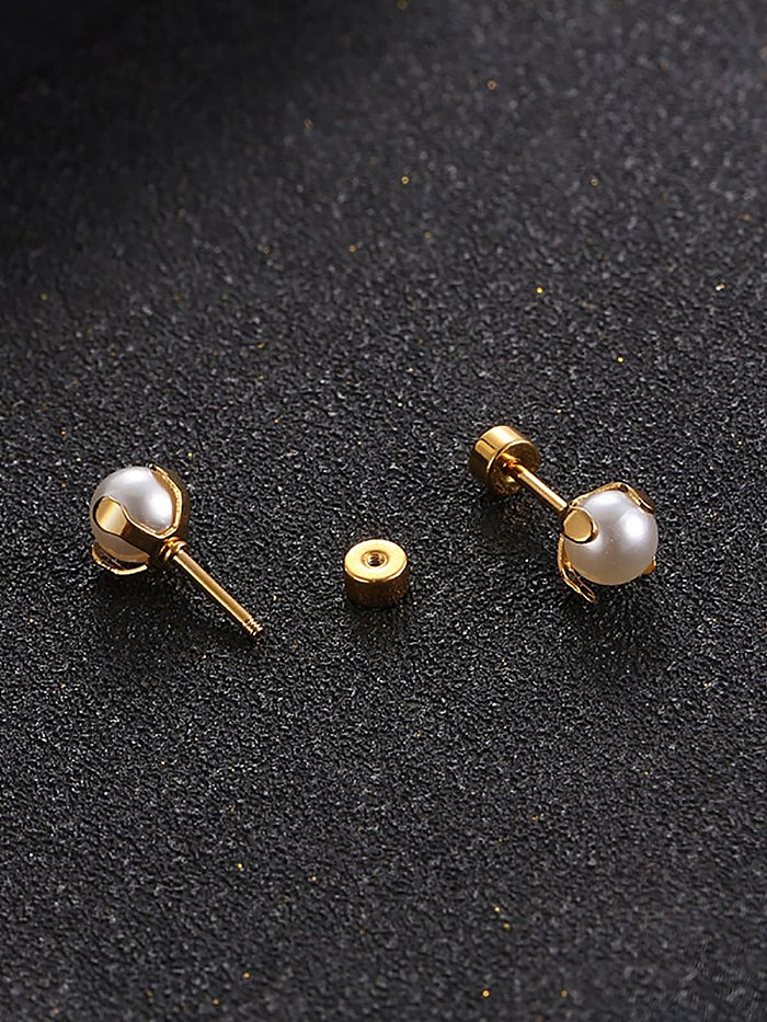 Geometrischer minimalistischer Ohrstecker aus Titan-Stahl-Perlenimitat