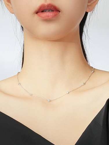 925 Sterling Silver With White Gold Plated Minimalist Clavicle Necklaces