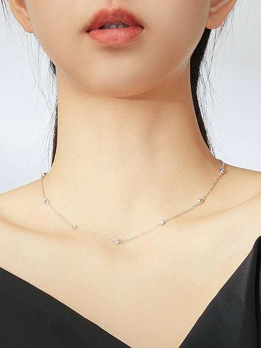 925 Sterling Silver With White Gold Plated Minimalist Clavicle Necklaces