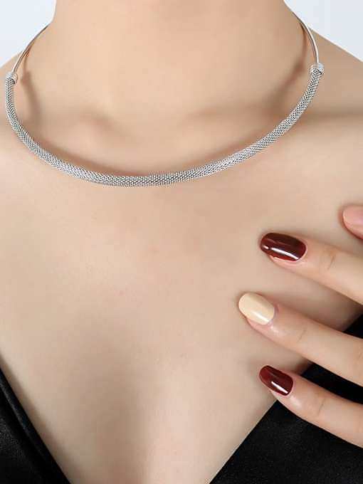 Trend Geometric Titanium Steel Earring Bracelet and Necklace Set