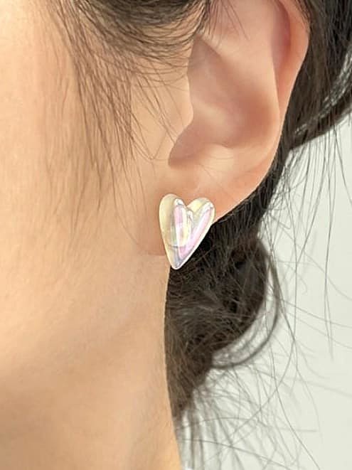 Boucle d'oreille minimaliste en forme de coeur en argent sterling 925