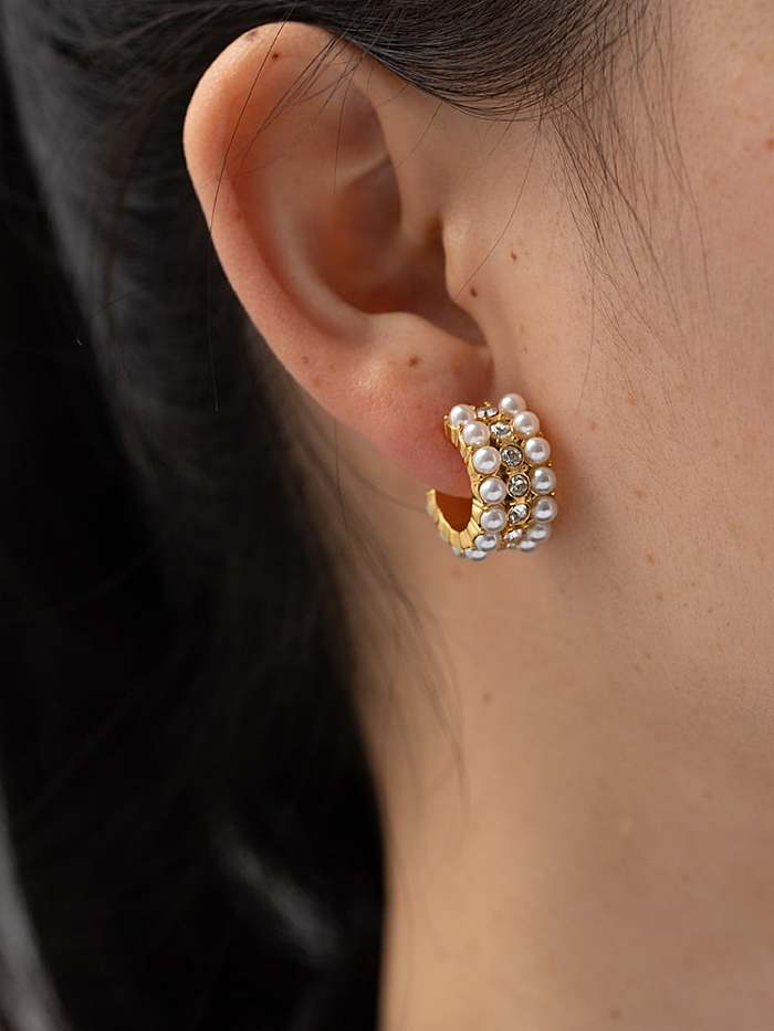 Stainless steel Imitation Pearl Geometric Dainty Stud Earring