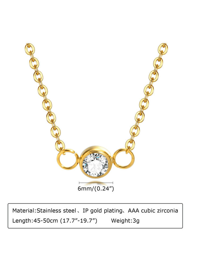 Titanium Steel Rhinestone Geometric Minimalist Necklace
