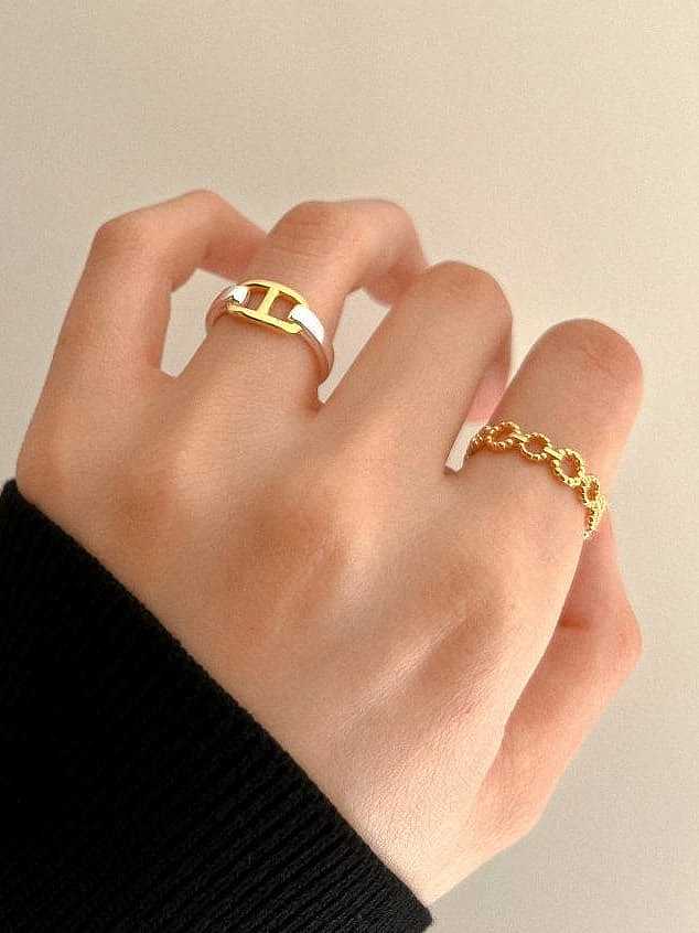 925 Sterling Silver Hollow Geometric Hip Hop Band Ring