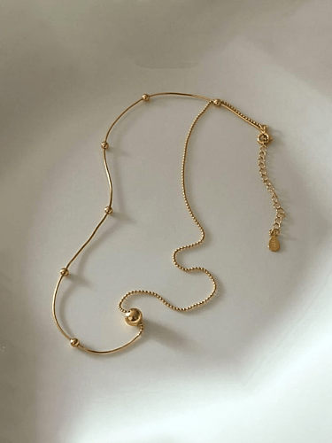 925 Sterling Silver Geometric Minimalist Snake Bone Round Bead Necklace