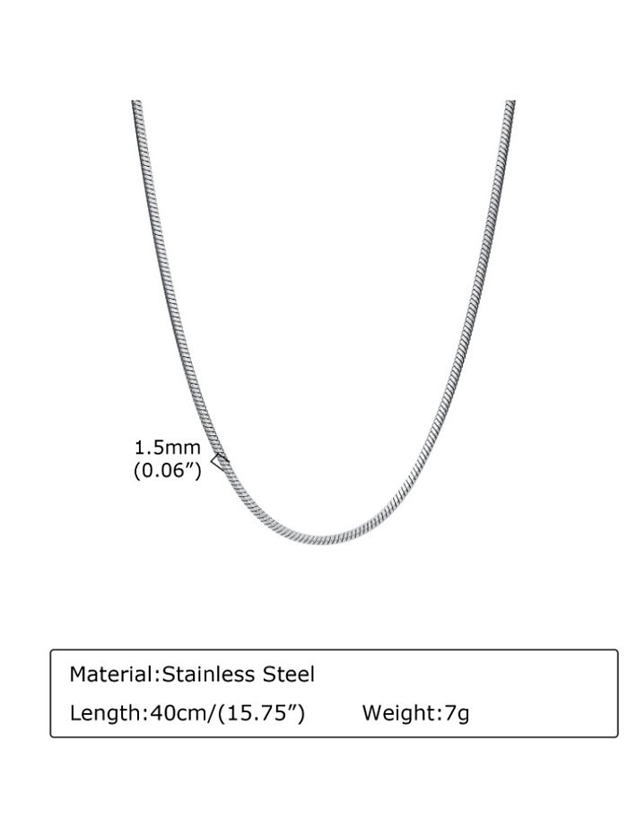 Collar de cadena de hueso de serpiente minimalista de acero de titanio