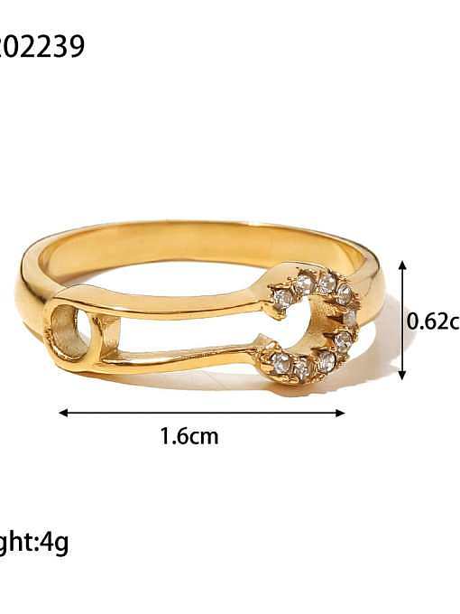 Stainless steel Cubic Zirconia Geometric Trend Band Ring