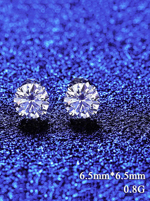 925 Sterling Silver Moissanite Round Minimalist Stud Earring