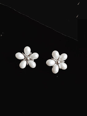 Boucles d'oreilles fantaisie perle synthétique argent massif