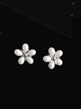 Sterling silver synthetic pearl fancy earrings