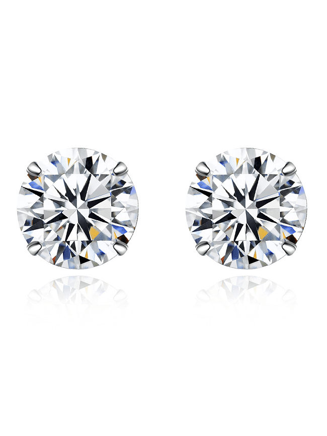 925 Sterling Silver Moissanite Round Minimalist Stud Earring