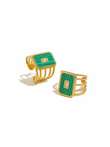 Titanium Steel Malchite Geometric Trend Band Ring