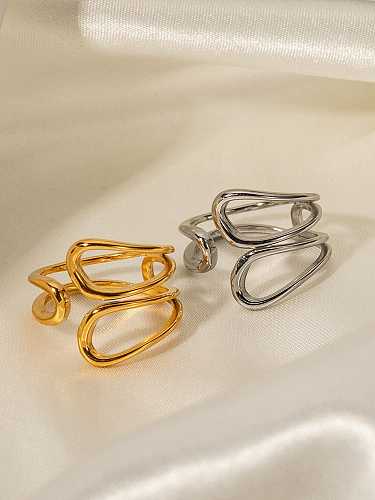 خاتم هيب هوب بتصميم هندسي مجوف قابل للتكديس من الفولاذ المقاوم للصدأ