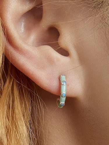 925 Sterling Silver Enamel Geometric Minimalist Stud Earring