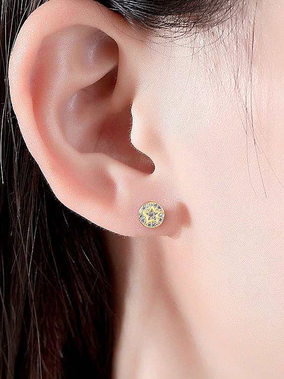 Boucles d'oreilles minimalistes géométriques en argent sterling 925 avec zircon cubique