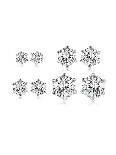 925 Sterling Silver Cubic Zirconia Hexagon Dainty Stud Earring