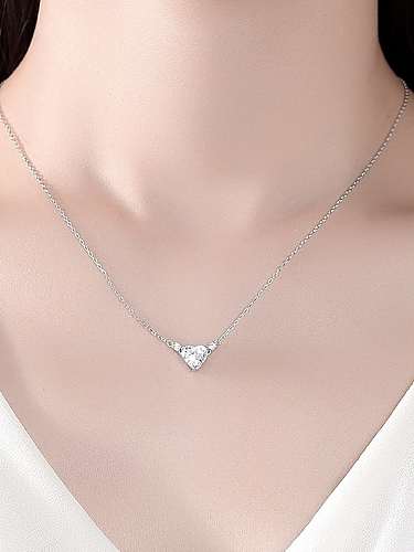 925 Sterling Silver Cubic Zirconia Heart Minimalist Necklace