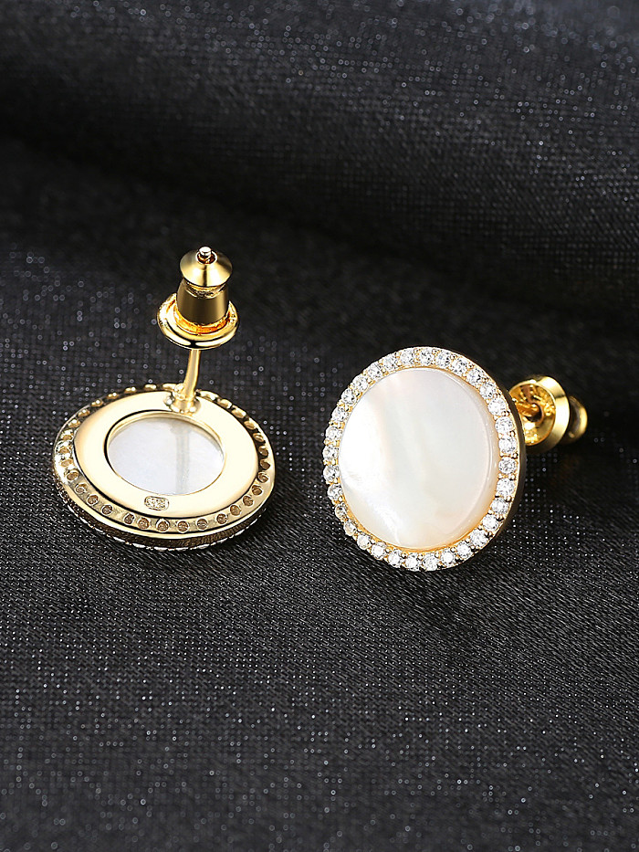 Pure silver with 3A zircon and natural Seashell studs