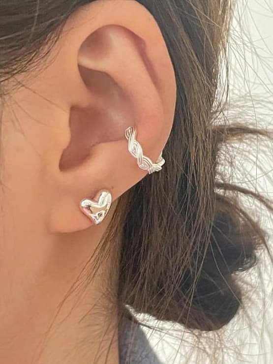 925 Sterling Silver Heart Minimalist Stud Earring
