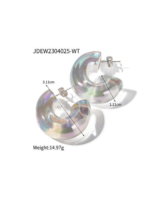 Boucles d'oreilles minimalistes géométriques multicolores en résine en acier inoxydable