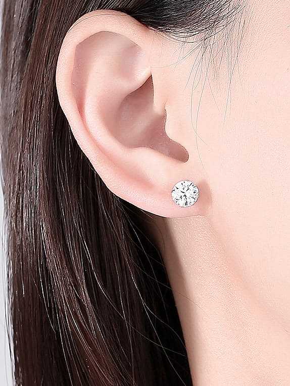 925 Sterling Silver Moissanite Round Minimalist Stud Earring