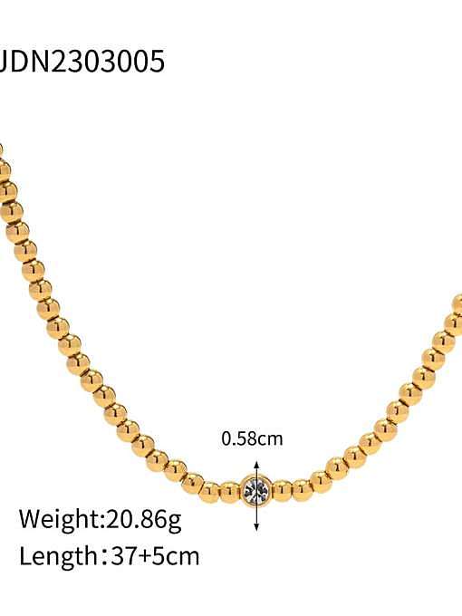 Collier de perles minimaliste ronde en acier inoxydable avec zircone cubique